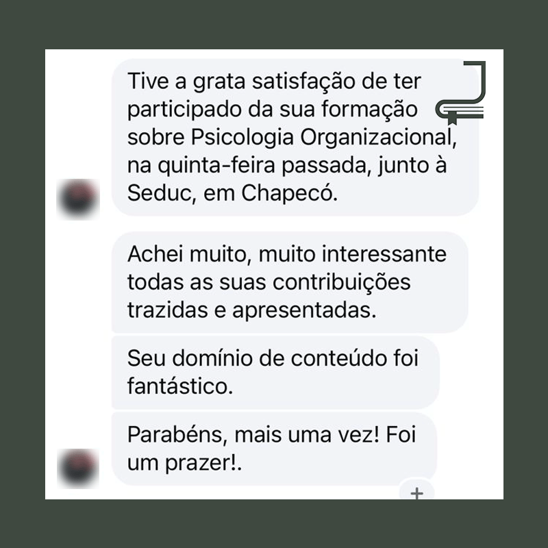 Depoimento sobre formação em Psicologia Organizacional